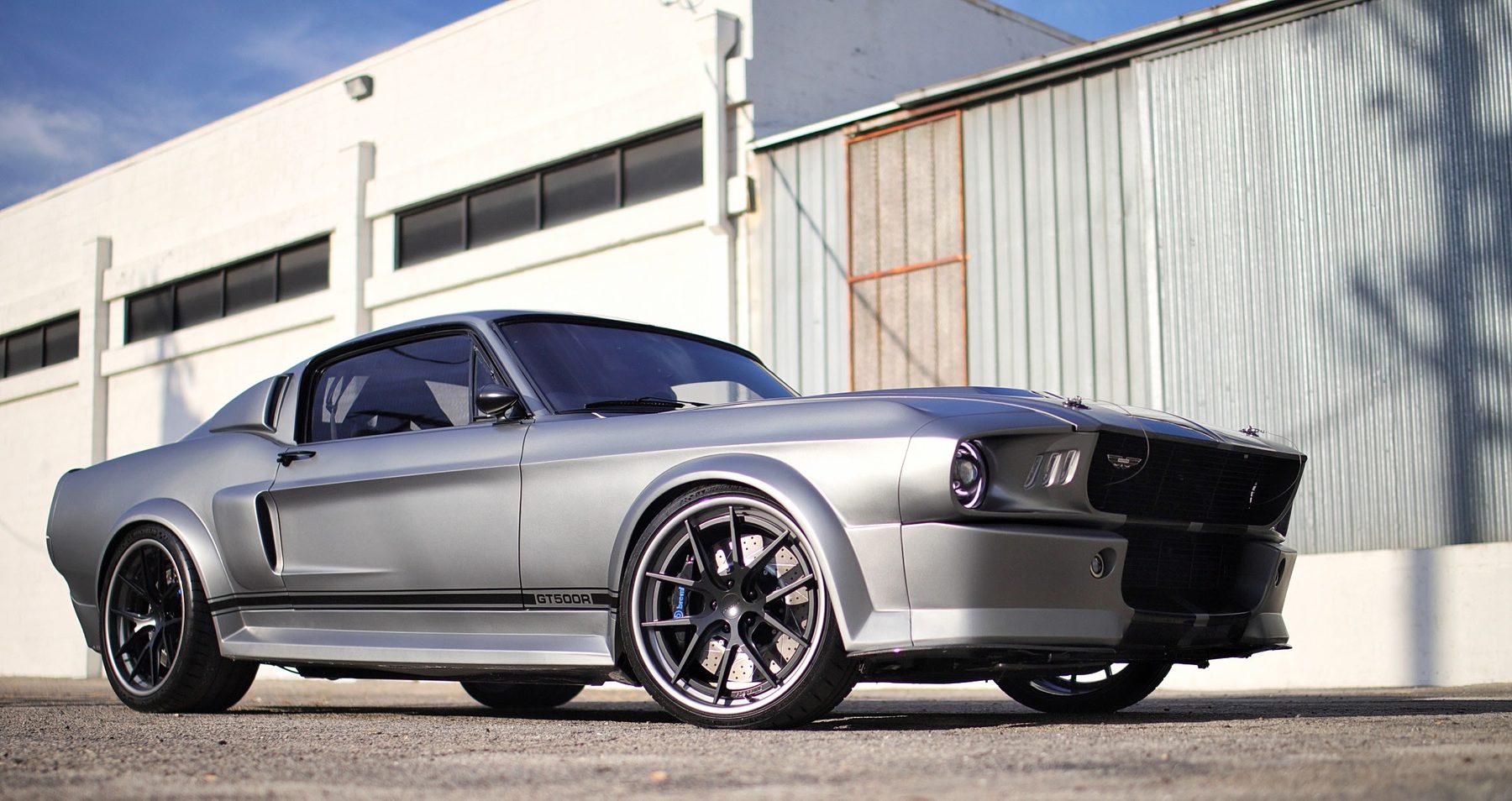 Low front view of the red MAGStang