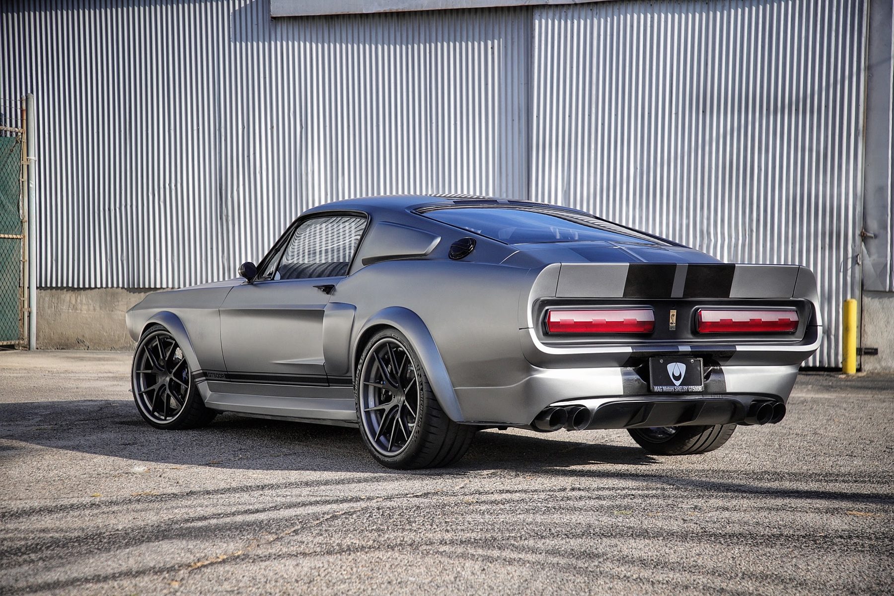 Close front fascia of the silver MAGStang with sequential lamps